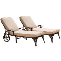 Two Bronze Chaise Outdoor Lounge Chairs with Cushions - Biscayne