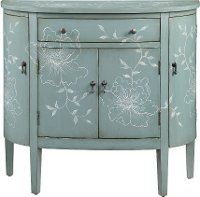 Teal Cabinet with White Floral Graphics