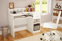 7250076C Pure White Small Desk with Keyboard Tray - Axess