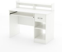 7250076C Pure White Small Desk with Keyboard Tray - Axess-2