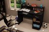 7270076 Black Small Desk with Keyboard Tray - Axess -2