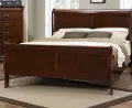 Mayville Brown Cherry Queen Sleigh Bed