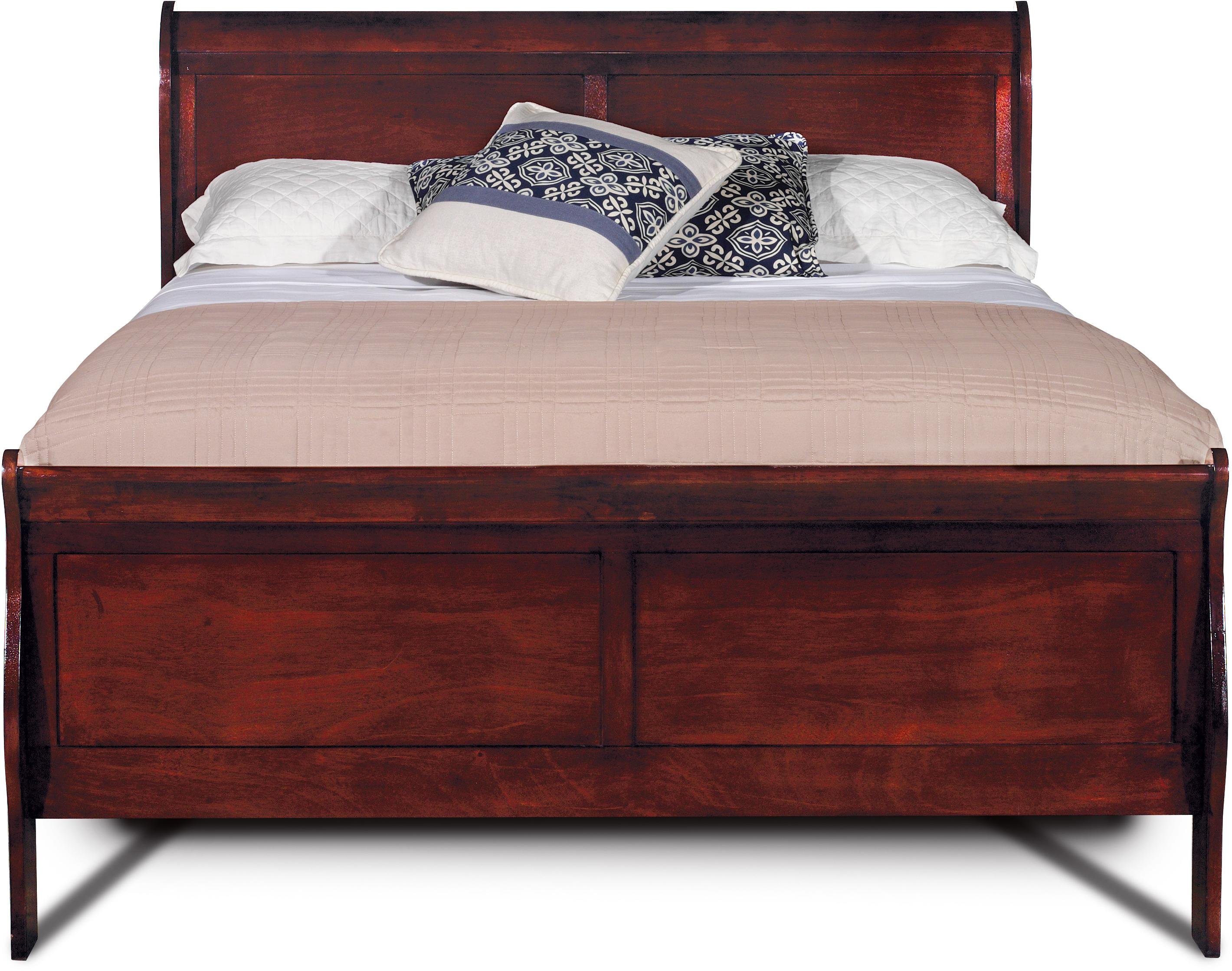 Mayville Brown Cherry Traditional Queen Sleigh Bed-2
