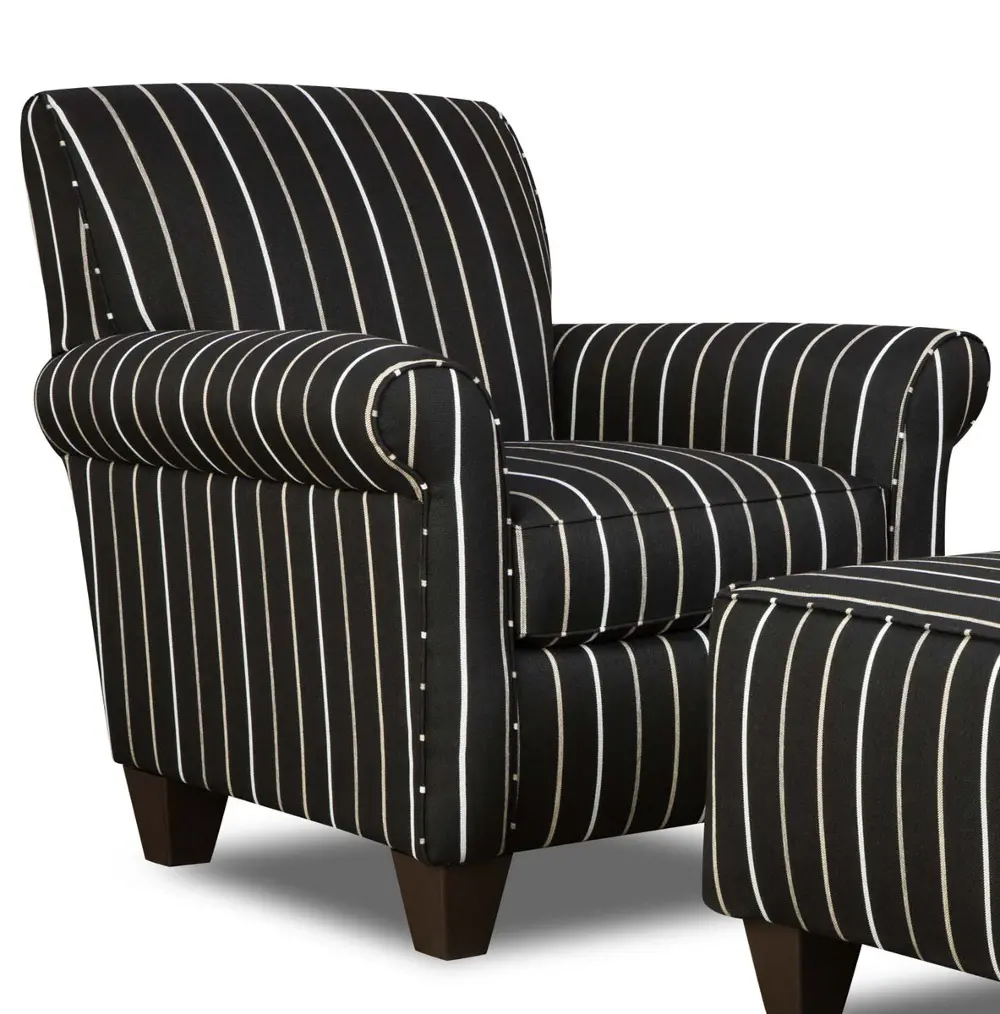 36 Inch Ebony Striped Upholstered Accent Chair-1