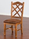 Double Crossback Rustic Oak Upholstered Side Chair - Sedona