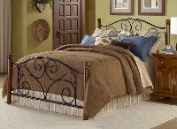B9127-4 Black & Walnut Full Metal Bed - Doral