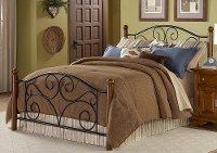 B9127-5 Black & Walnut Queen Metal Bed - Doral