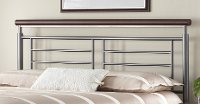 B1297-4 Metal Silver & Cherry Full Headboard - Fontane