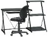 Glass Computer Desk with Bookcase and Office Chair - Nero