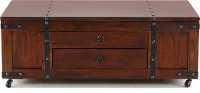Rustic Lift-top Wood Coffee Table on Wheels - Santa Fe