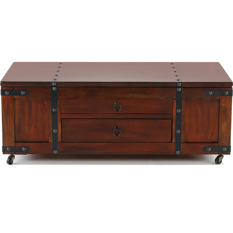 Santa Fe Rustic Lift-top Wood Coffee Table on Wheels