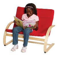 Red Kids' Loveseat - Upholstered Rockers