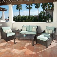 OP-PEOSS6-BLS-K Blue Wicker Loveseat & Chairs Set - Bliss