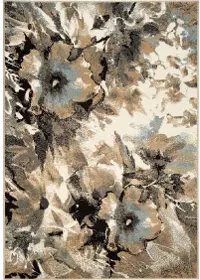 5 x 8 Medium Floral Cream and Blue Rug - Casa