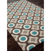 BRIOBR-302 5 x 8 Medium Charcoal Gray & Turquoise Blue Rug - Brio