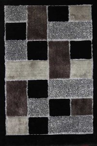 5 x 7 Medium Black Area Rug - Shaggy With Design