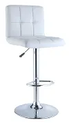 Sydney White and Chrome Adjustable Height Bar Stool