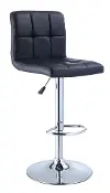 Sydney Black and Chrome Adjustable Height Bar Stool