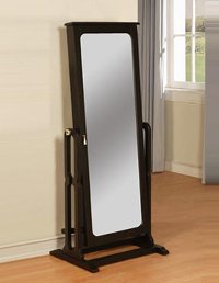 Antique Black Jewelry Wardrobe Mirror - Cheval