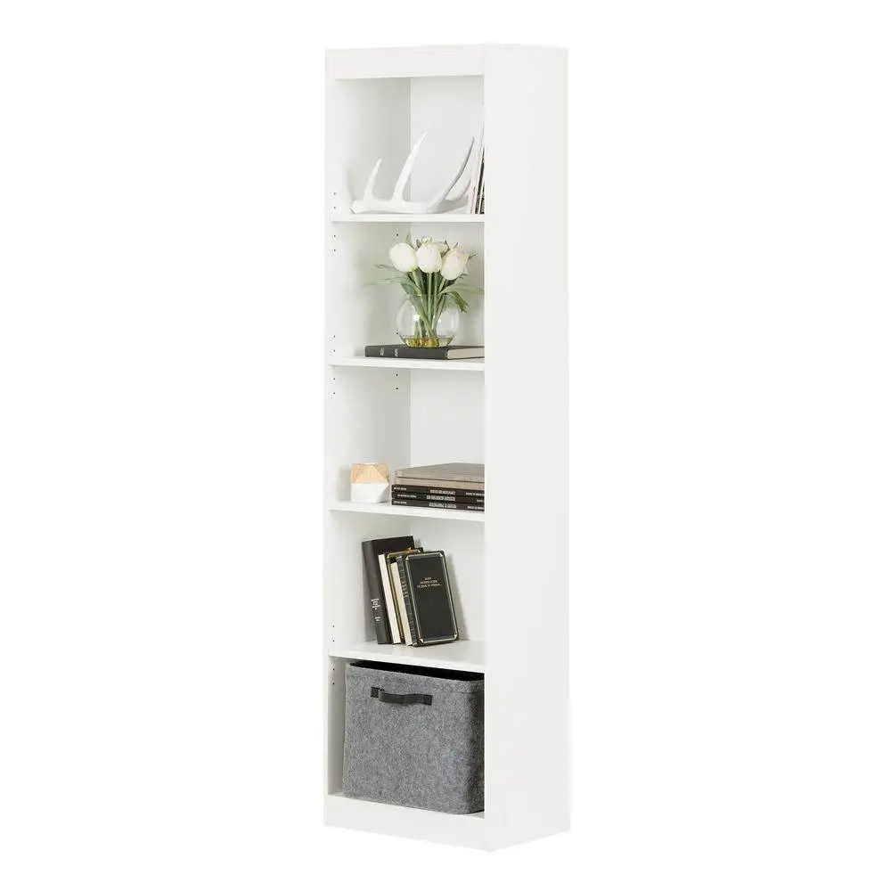 7250758 White 5-Shelf Narrow Bookcase - Axess-1