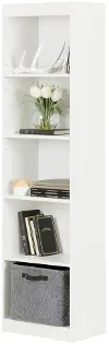 7250758 White 5-Shelf Narrow Bookcase - Axess