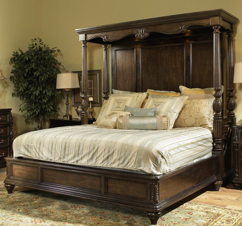 Chateau Marmont Pecan Brown King Canopy Bed