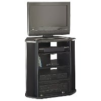 Sleek Black Tall 30 Inch Corner TV Stand - Visions