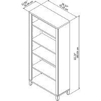 Maple Cross 5-Shelf Bookcase - Somerset