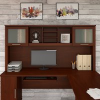 Hansen Cherry 72W Hutch L Shaped Desk - Somerset