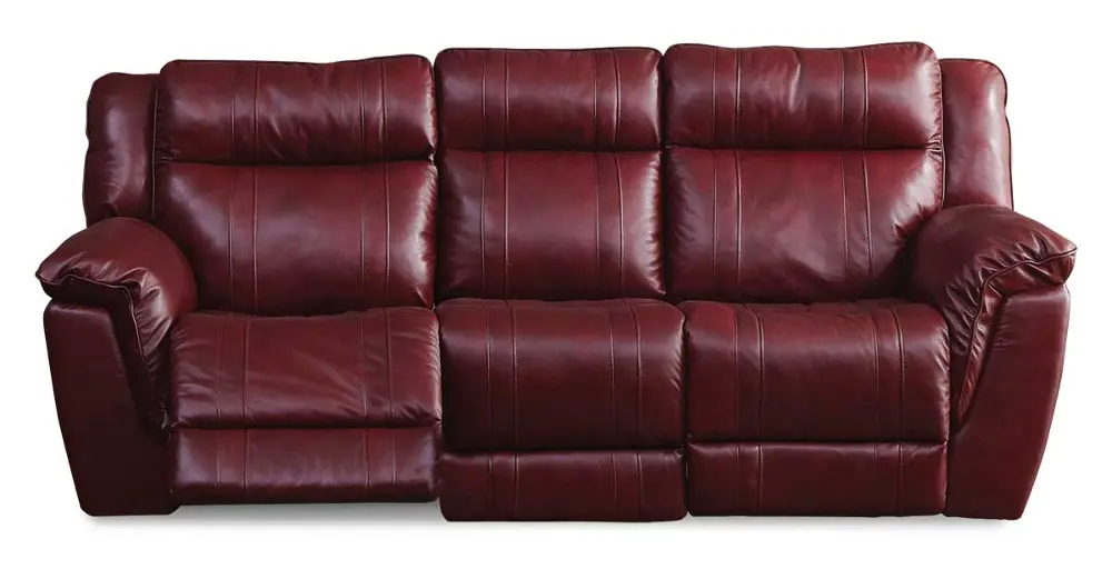 Red Leather-Match Dual Manual Reclining Sofa - K-Motion-1