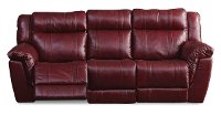 Red Leather-Match Dual Manual Reclining Sofa - K-Motion