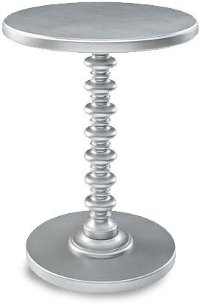 Silver Pedestal Spindle Accent Table