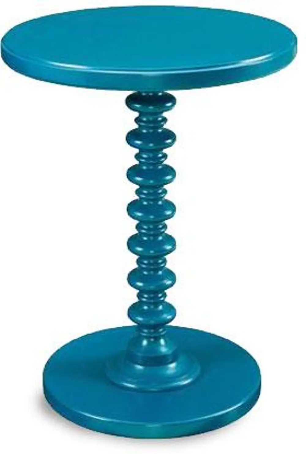 Teal Pedestal Spindle Accent Table-1