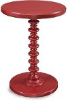 Clearance Red Pedestal Spindle Accent Table