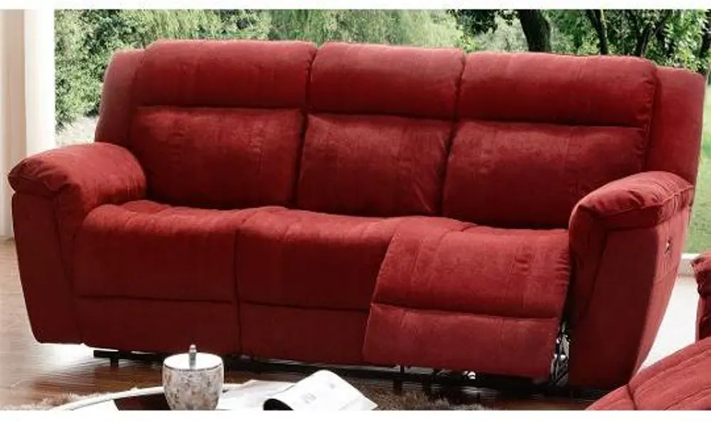 Cranberry Microfiber Dual Reclining Sofa & Loveseat - K-Motion-1