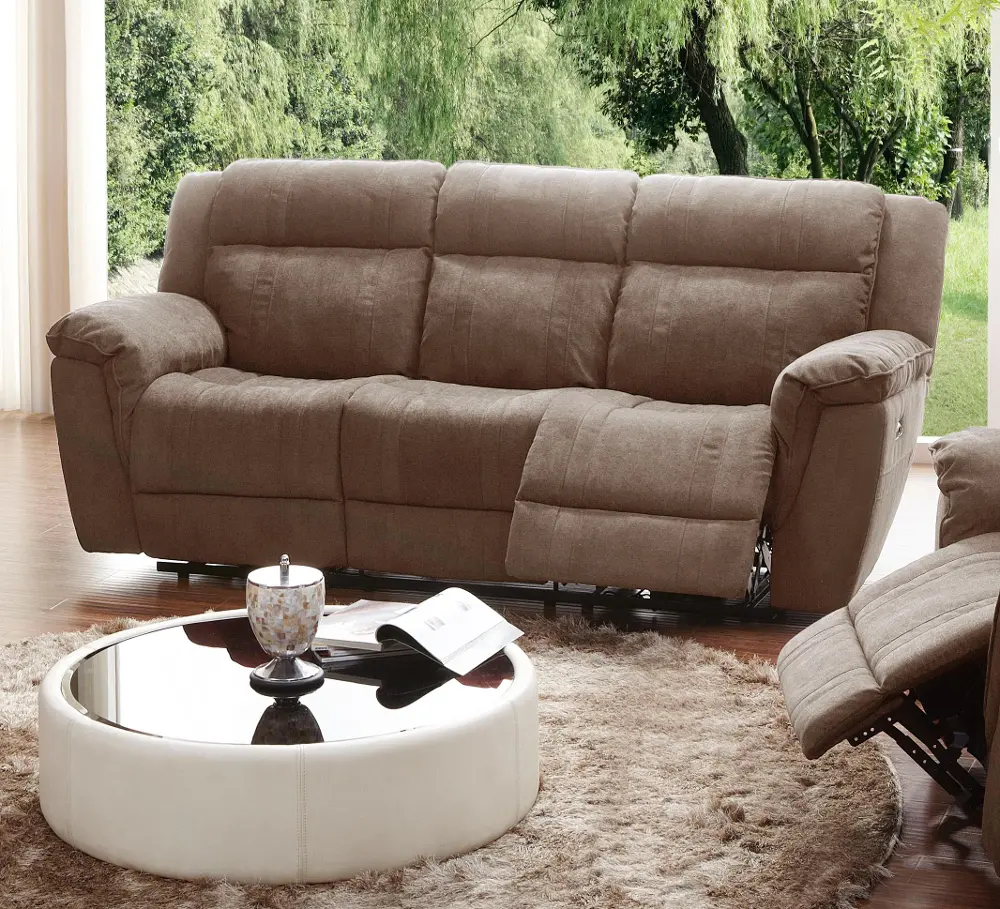 Tan Upholstered Power Reclining Sofa & Loveseat - K-Motion-1