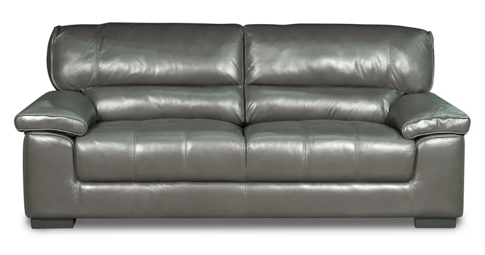 Contemporary Gray Leather Sofa - Milan-1
