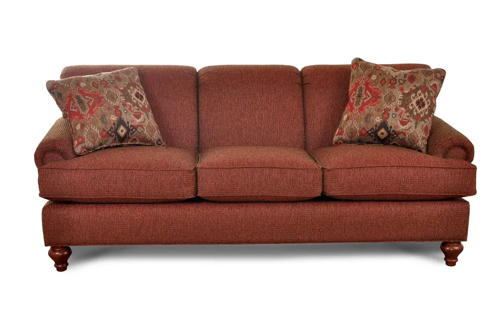 85 Inch Red Upholstered Sofa-1
