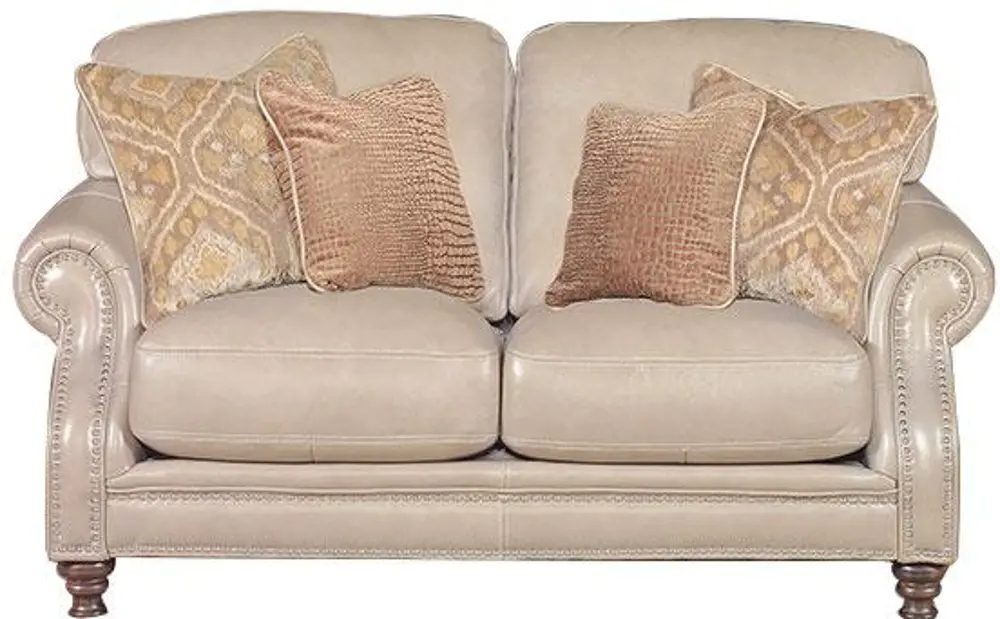 Cambridge 67 Inch Taupe Leather Loveseat-1