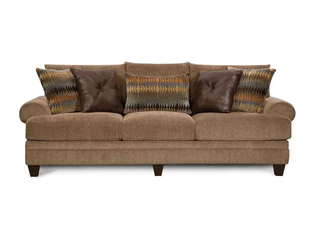 97 Inch Raisin Brown Upholstered Sofa-1