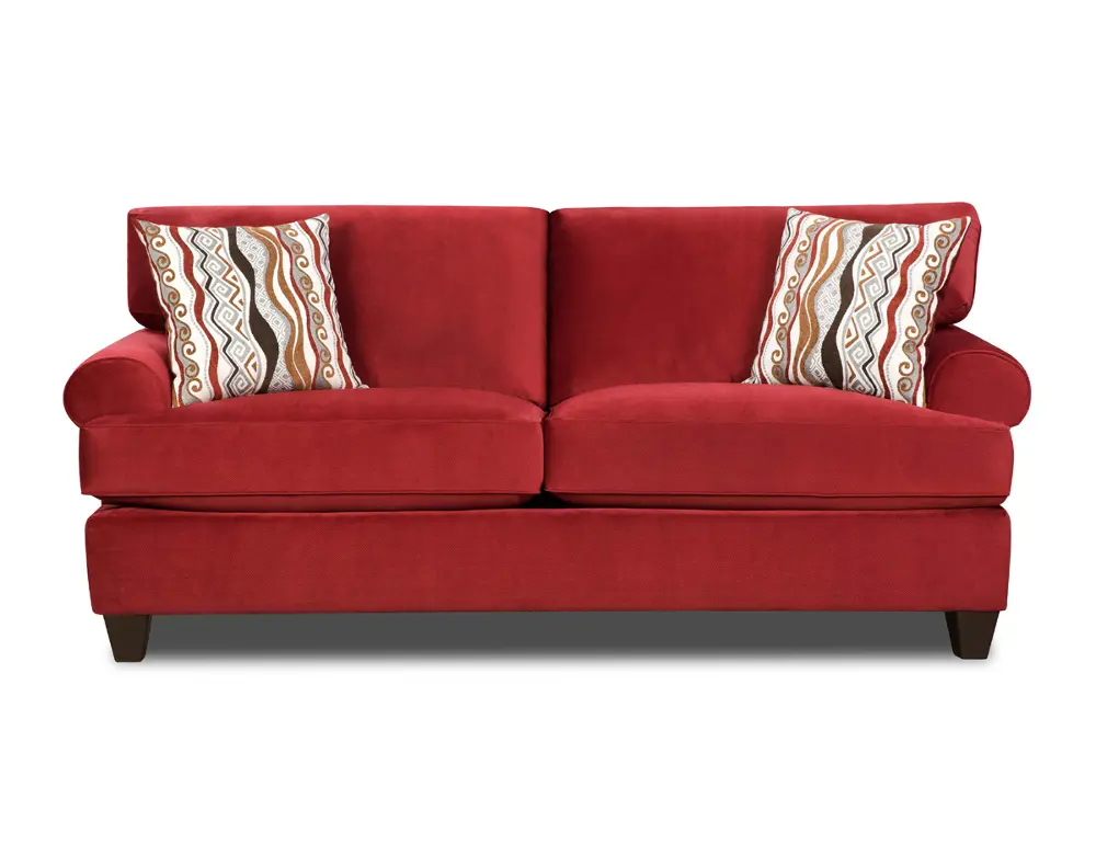 Jackpot 87 Inch Red Upholstered Sofa-1