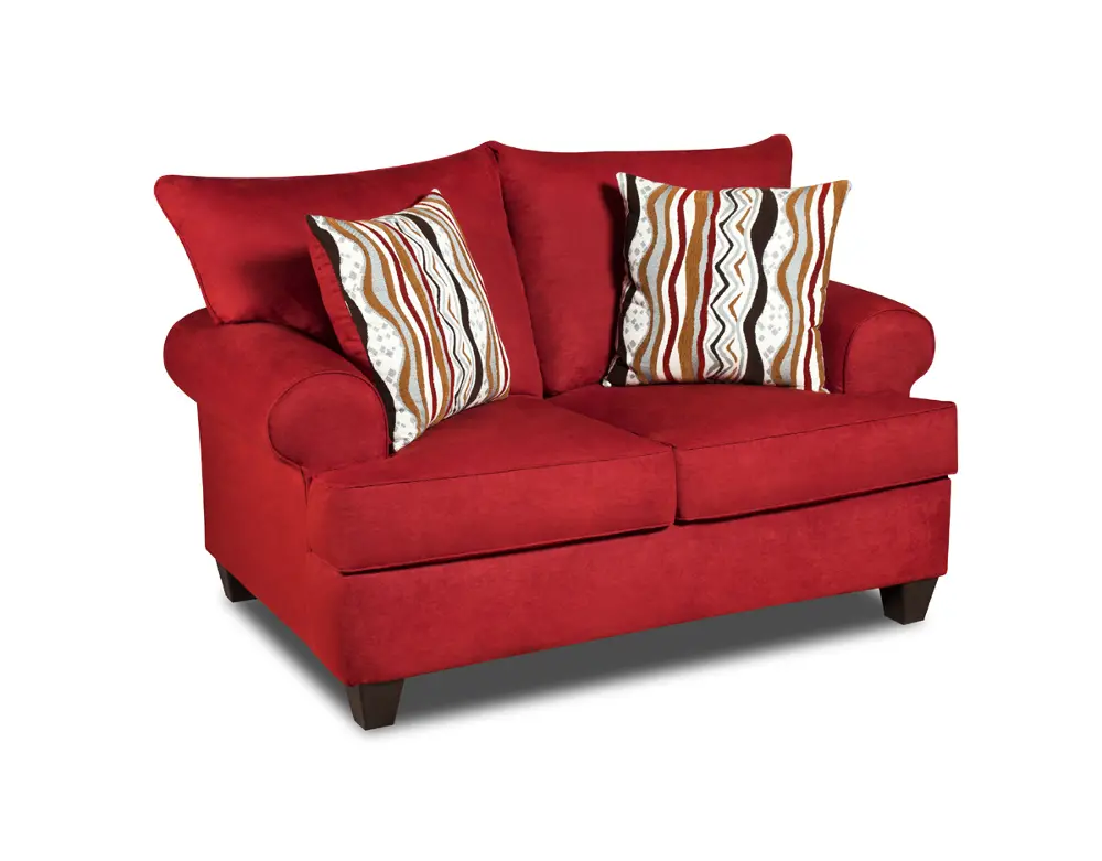 62 Inch Red Upholstered Loveseat-1