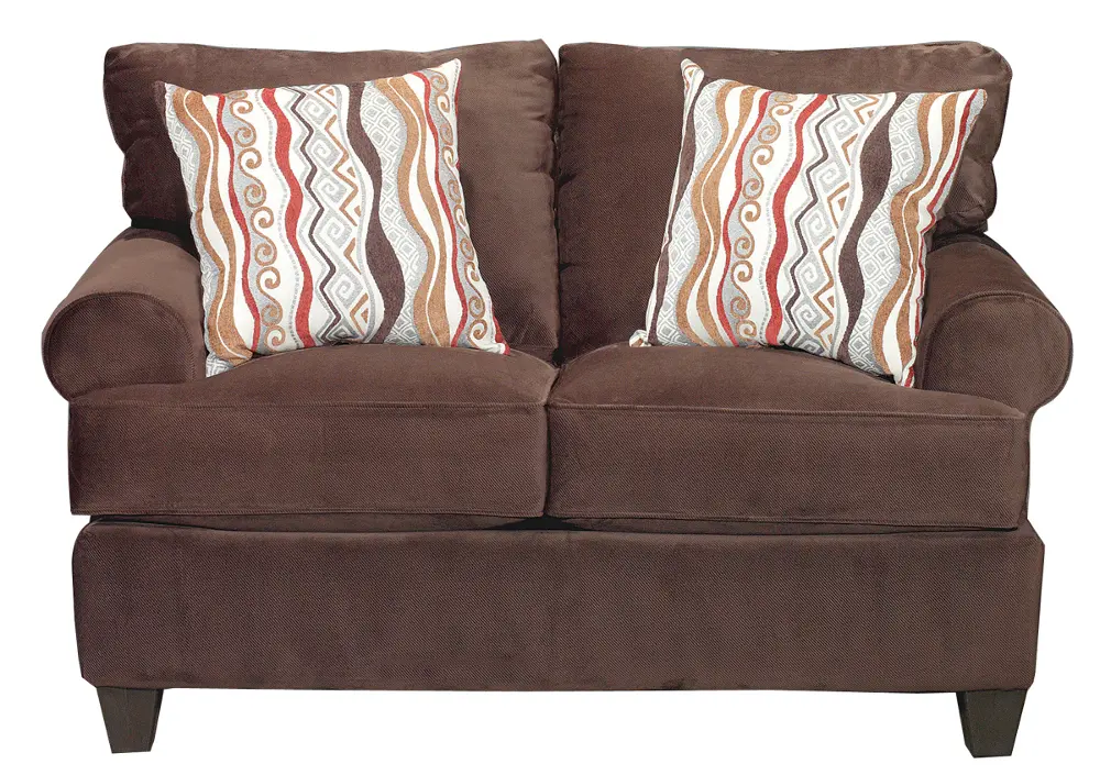 62 Inch Chocolate Upholstered Loveseat-1