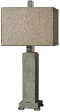 Concrete Base Table Lamp with Brushed Antique Accents