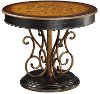 Black and Brown Round Inlay Top Accent Table