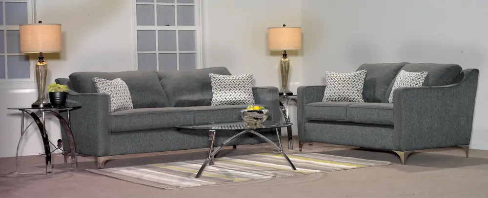 Steel Gray Upholstered 7 Piece Room Group-1