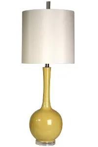 Painted Yellow Glass Genie Table Lamp