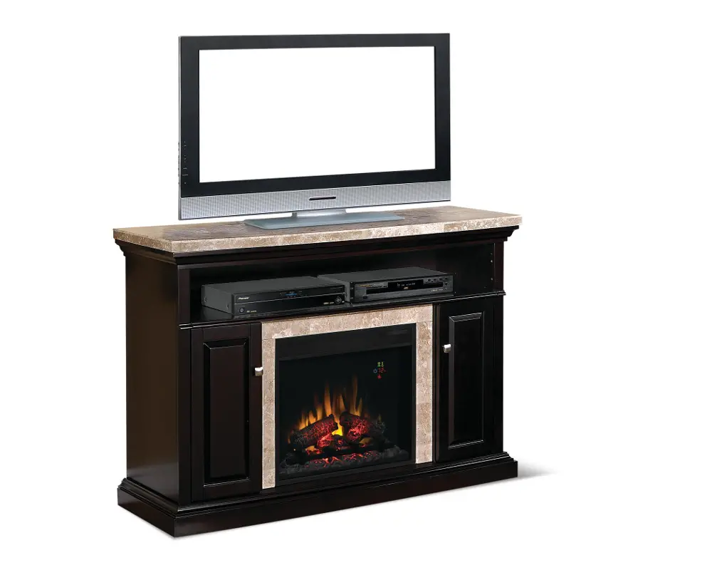 Coffee Black Fireplace and TV Stand - Brighton-1