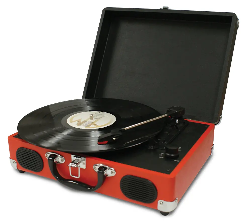 Black and Red Portable Turntable-1