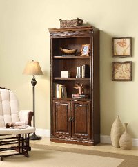 32 Inch Oak Bookcase with Doors - Breckenridge Collection